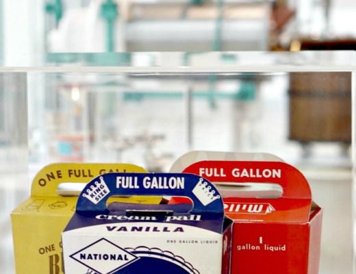 Old fashioned ice cream containers at the gelato museum